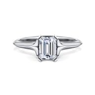Ellis - 14K White Gold Emerald Cut Diamond Engagement Ring