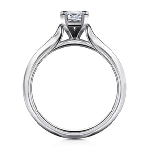 Ellis - 14K White Gold Emerald Cut Diamond Engagement Ring