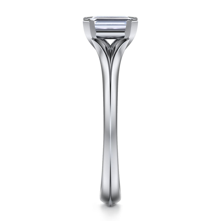 Ellis - 14K White Gold Emerald Cut Diamond Engagement Ring