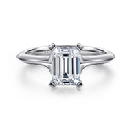 Ellis - 14K White Gold Emerald Cut Diamond Engagement Ring