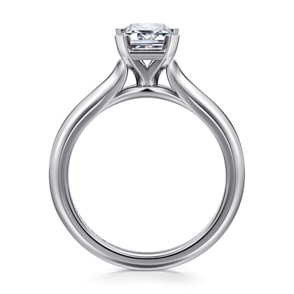 Ellis - 14K White Gold Emerald Cut Diamond Engagement Ring