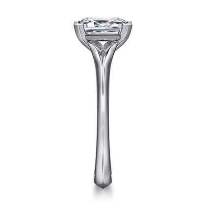 Ellis - 14K White Gold Emerald Cut Diamond Engagement Ring