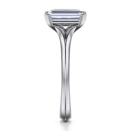 Ellis - 14K White Gold Emerald Cut Diamond Engagement Ring