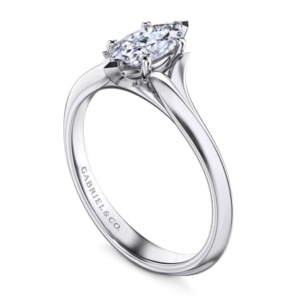 Ellis - 14K White Gold Marquise Diamond Engagement Ring