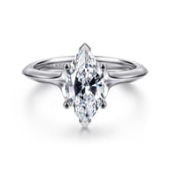 Ellis - 14K White Gold Marquise Shape Diamond Engagement Ring