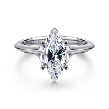 Ellis - 14K White Gold Marquise Shape Diamond Engagement Ring