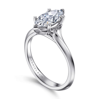 Ellis - 14K White Gold Marquise Shape Diamond Engagement Ring