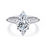 Ellis - 14K White Gold Marquise Shape Diamond Engagement Ring