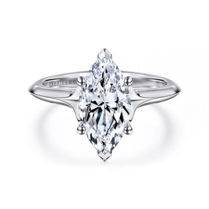 Ellis - 14K White Gold Marquise Shape Diamond Engagement Ring
