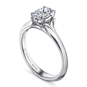 Ellis - 14K White Gold Oval Diamond Engagement Ring