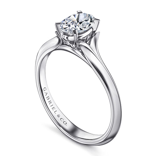 Ellis - 14K White Gold Oval Diamond Engagement Ring - Shot 3