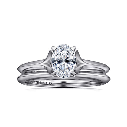 Ellis - 14K White Gold Oval Diamond Engagement Ring