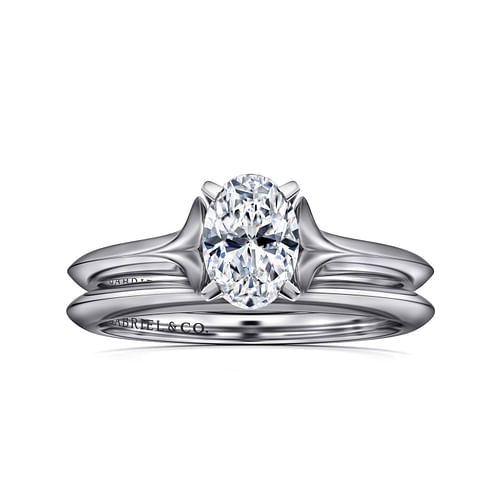 Ellis - 14K White Gold Oval Diamond Engagement Ring - Shot 4