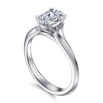 Ellis - 14K White Gold Oval Diamond Engagement Ring