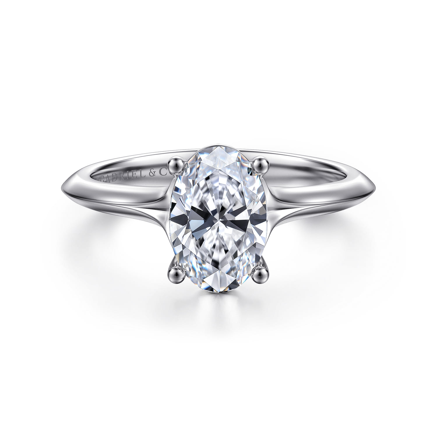 Ellis - 14K White Gold Oval Diamond Engagement Ring