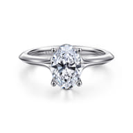 Ellis - 14K White Gold Oval Diamond Engagement Ring