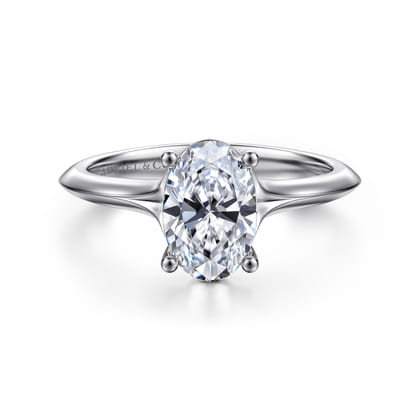 Ellis - 14K White Gold Oval Diamond Engagement Ring