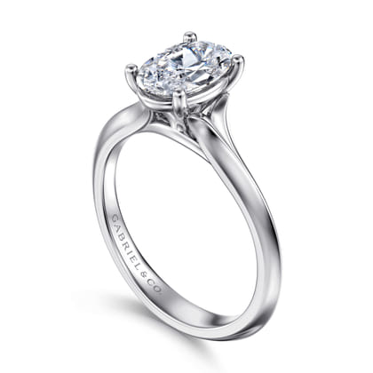 Ellis - 14K White Gold Oval Diamond Engagement Ring