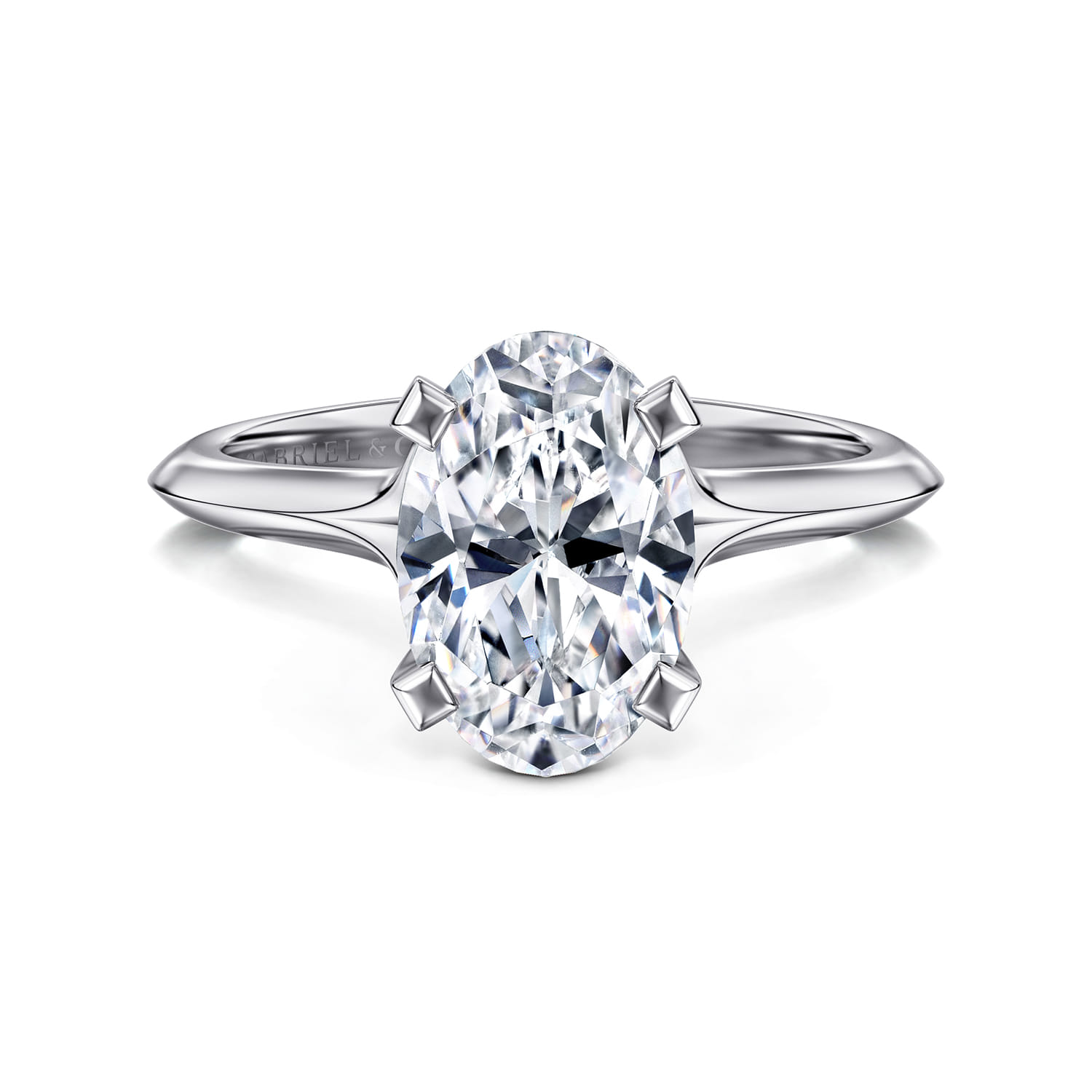 Ellis - 14K White Gold Oval Diamond Engagement Ring