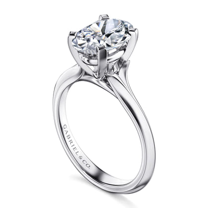 Ellis - 14K White Gold Oval Diamond Engagement Ring