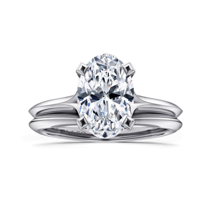Ellis - 14K White Gold Oval Diamond Engagement Ring