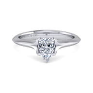 Ellis - 14K White Gold Pear Shape Diamond Engagement Ring