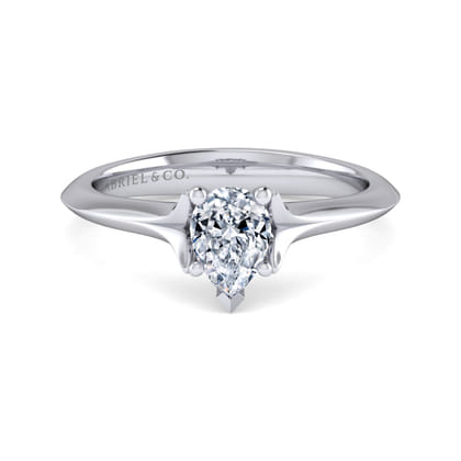 Ellis - 14K White Gold Pear Shape Diamond Engagement Ring