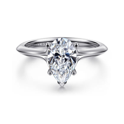 Ellis - 14K White Gold Pear Shape Diamond Engagement Ring