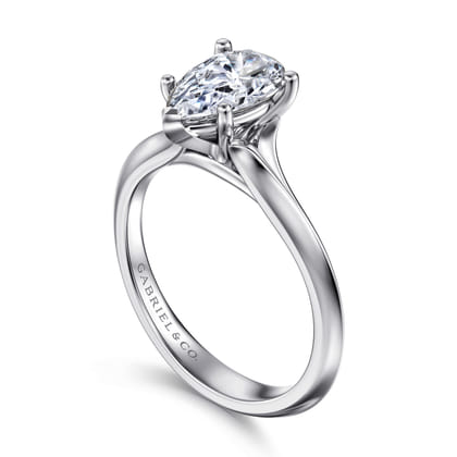 Ellis - 14K White Gold Pear Shape Diamond Engagement Ring