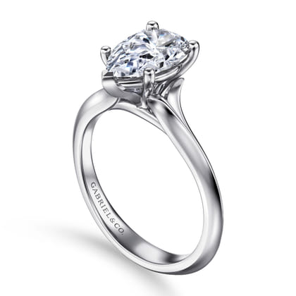 Ellis - 14K White Gold Pear Shape Diamond Engagement Ring