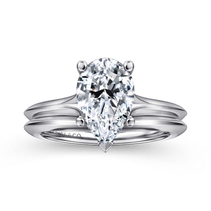 Ellis - 14K White Gold Pear Shape Diamond Engagement Ring