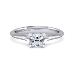 Ellis - 14K White Gold Princess Cut Diamond Engagement Ring