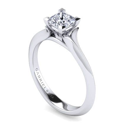 Ellis - 14K White Gold Princess Cut Diamond Engagement Ring
