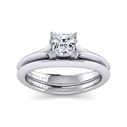 Ellis - 14K White Gold Princess Cut Diamond Engagement Ring