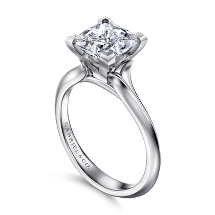 Ellis - 14K White Gold Princess Cut Diamond Engagement Ring