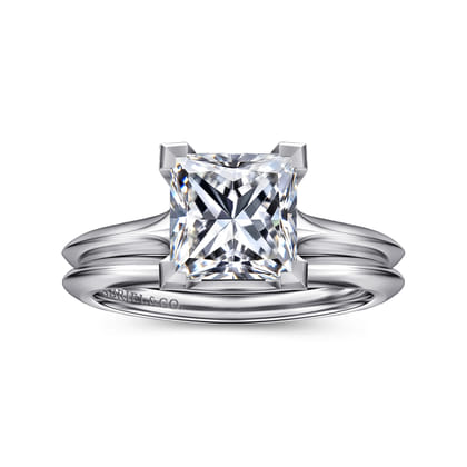 Ellis - 14K White Gold Princess Cut Diamond Engagement Ring