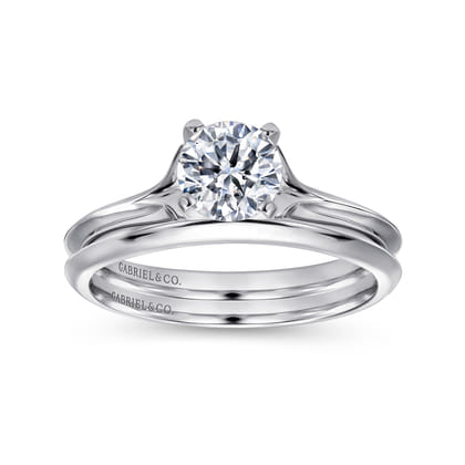 Ellis - 14K White Gold Round Diamond Engagement Ring