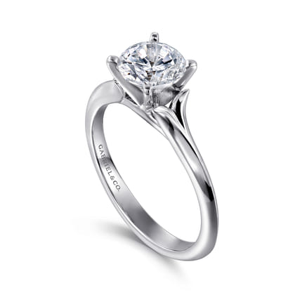 Ellis - 14K White Gold Round Diamond Engagement Ring