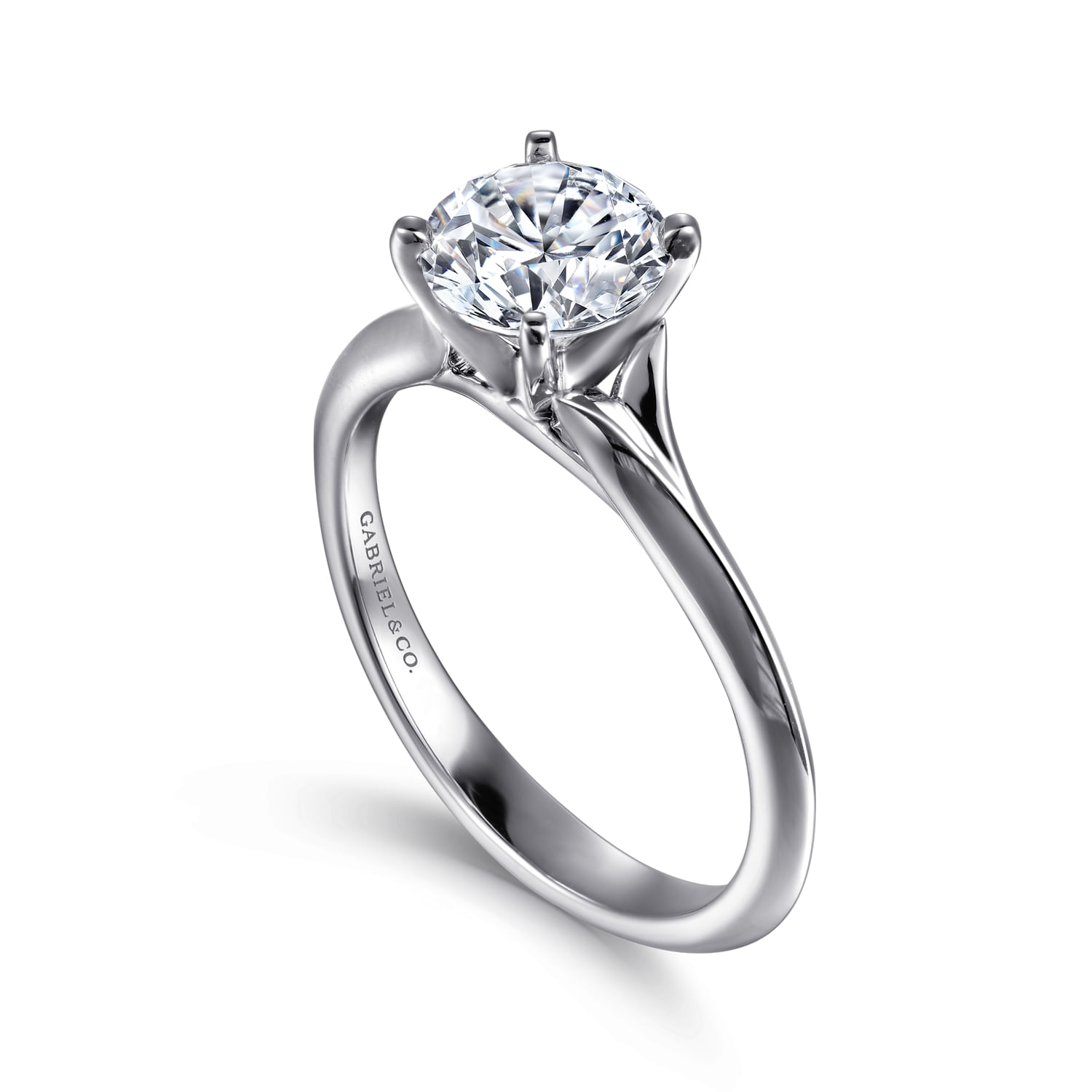 Ellis - 14K White Gold Round Diamond Engagement Ring