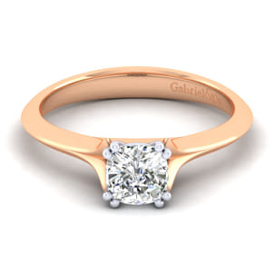 Ellis - 14K White-Rose Gold Cushion Cut Diamond Engagement Ring