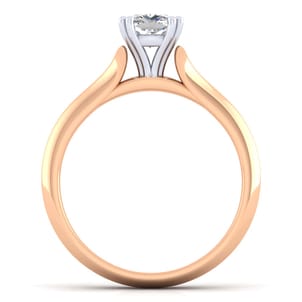 Ellis - 14K White-Rose Gold Cushion Cut Diamond Engagement Ring