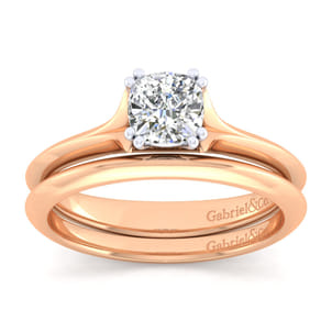 Ellis - 14K White-Rose Gold Cushion Cut Diamond Engagement Ring