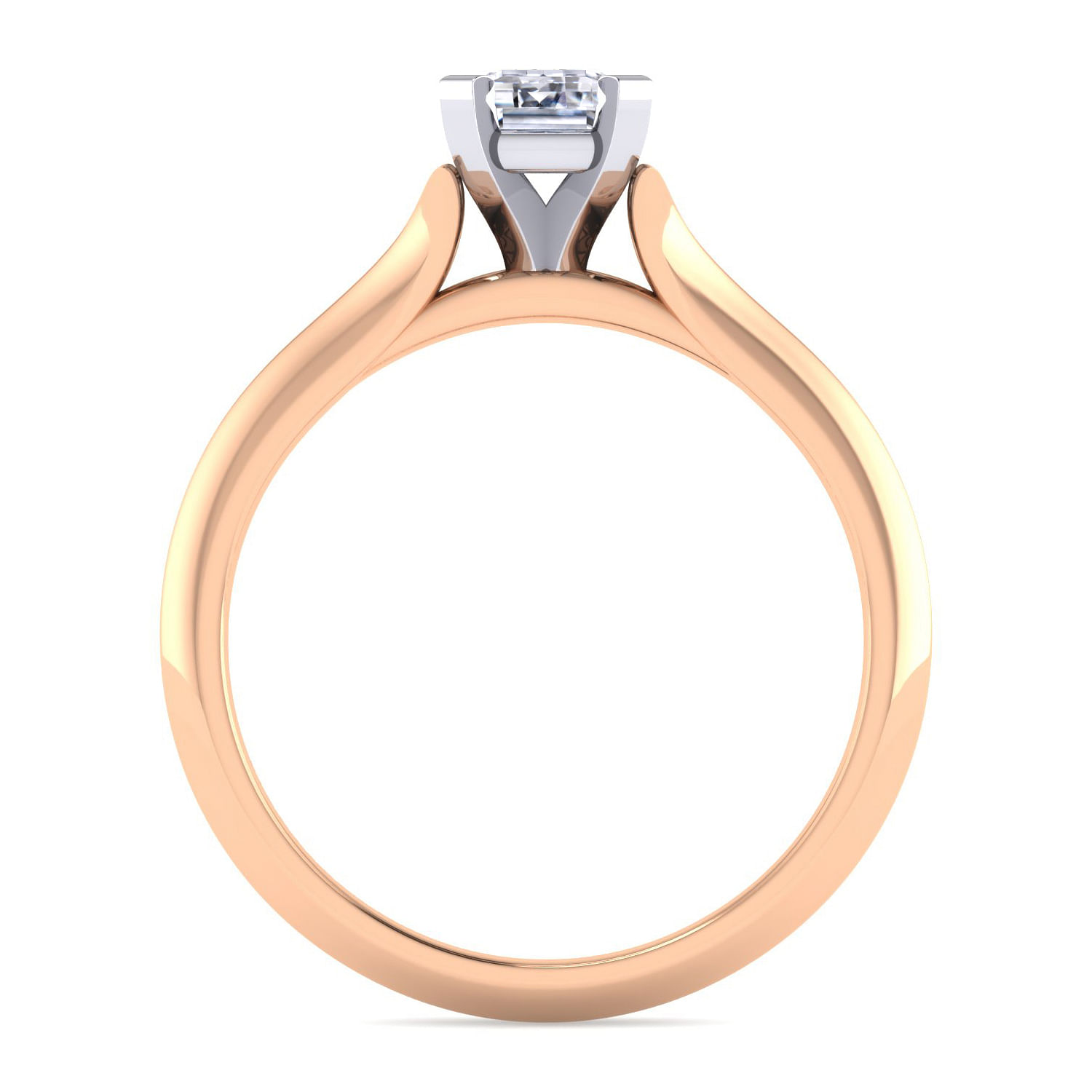 Ellis - 14K White-Rose Gold Emerald Cut Diamond Engagement Ring