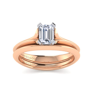 Ellis - 14K White-Rose Gold Emerald Cut Diamond Engagement Ring