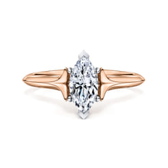 Ellis - 14K White-Rose Gold Marquise Shape Diamond Engagement Ring