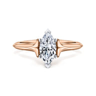 Ellis - 14K White-Rose Gold Marquise Shape Diamond Engagement Ring
