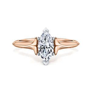 Ellis - 14K White-Rose Gold Marquise Shape Diamond Engagement Ring