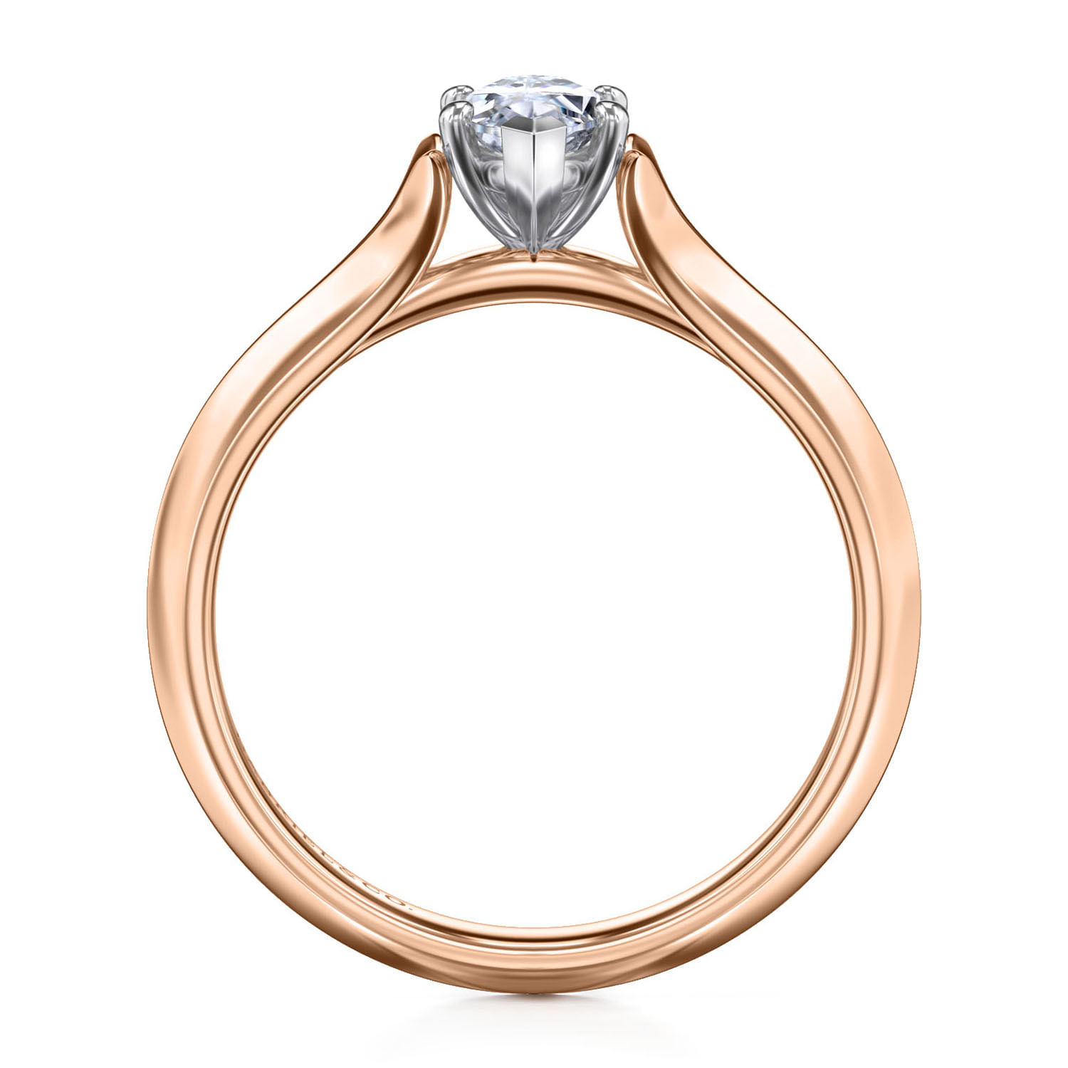 Ellis - 14K White-Rose Gold Marquise Shape Diamond Engagement Ring