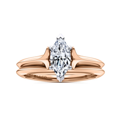 Ellis - 14K White-Rose Gold Marquise Shape Diamond Engagement Ring