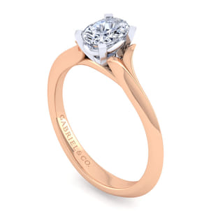 Ellis - 14K White-Rose Gold Oval Diamond Engagement Ring